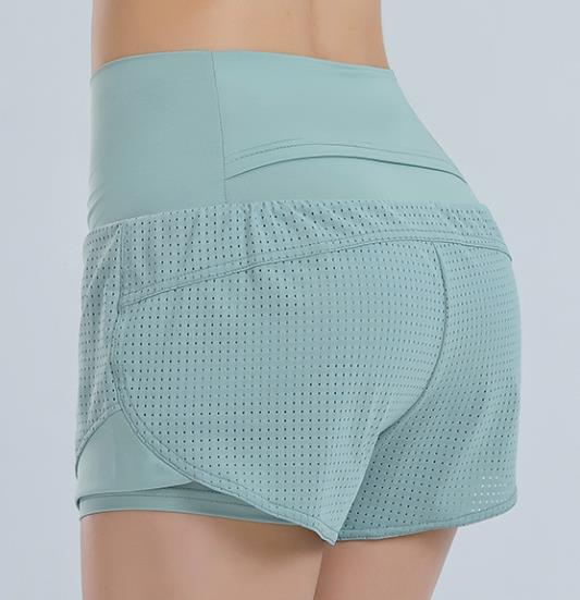 Knit Mesh Breathable Back Pocket Shorts High Waist
