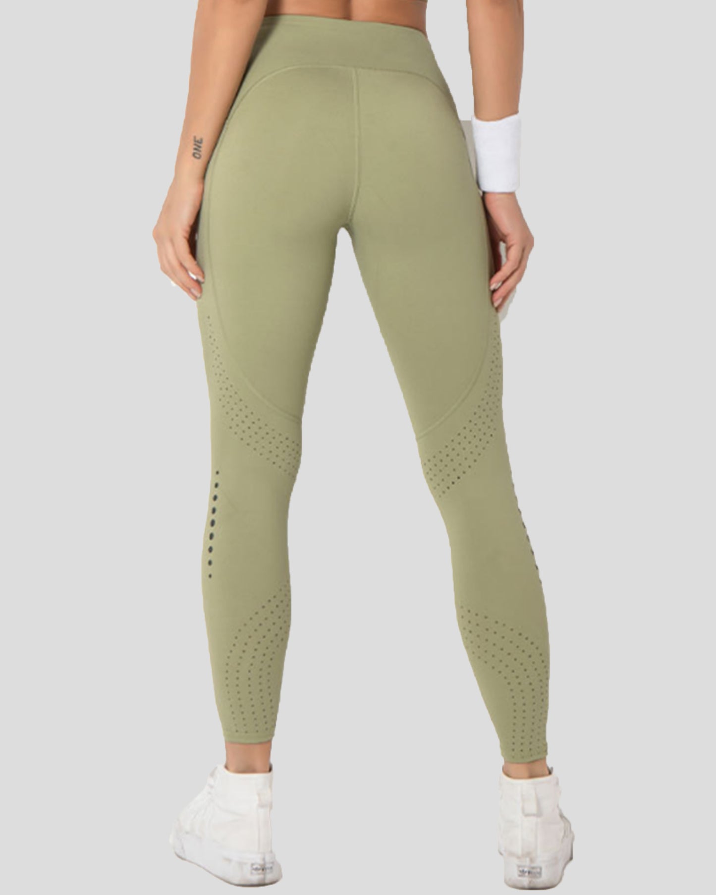 Laser Cut Training Pocket Nylon Leggings 26"