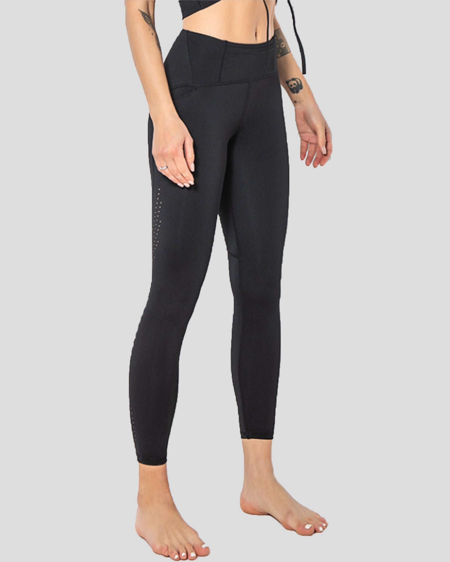 Laser Cut Training Pocket Nylon Leggings 26"