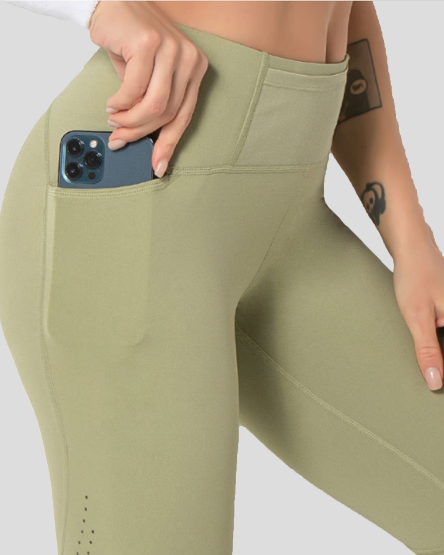Laser Cut Training Pocket Nylon Leggings 26"