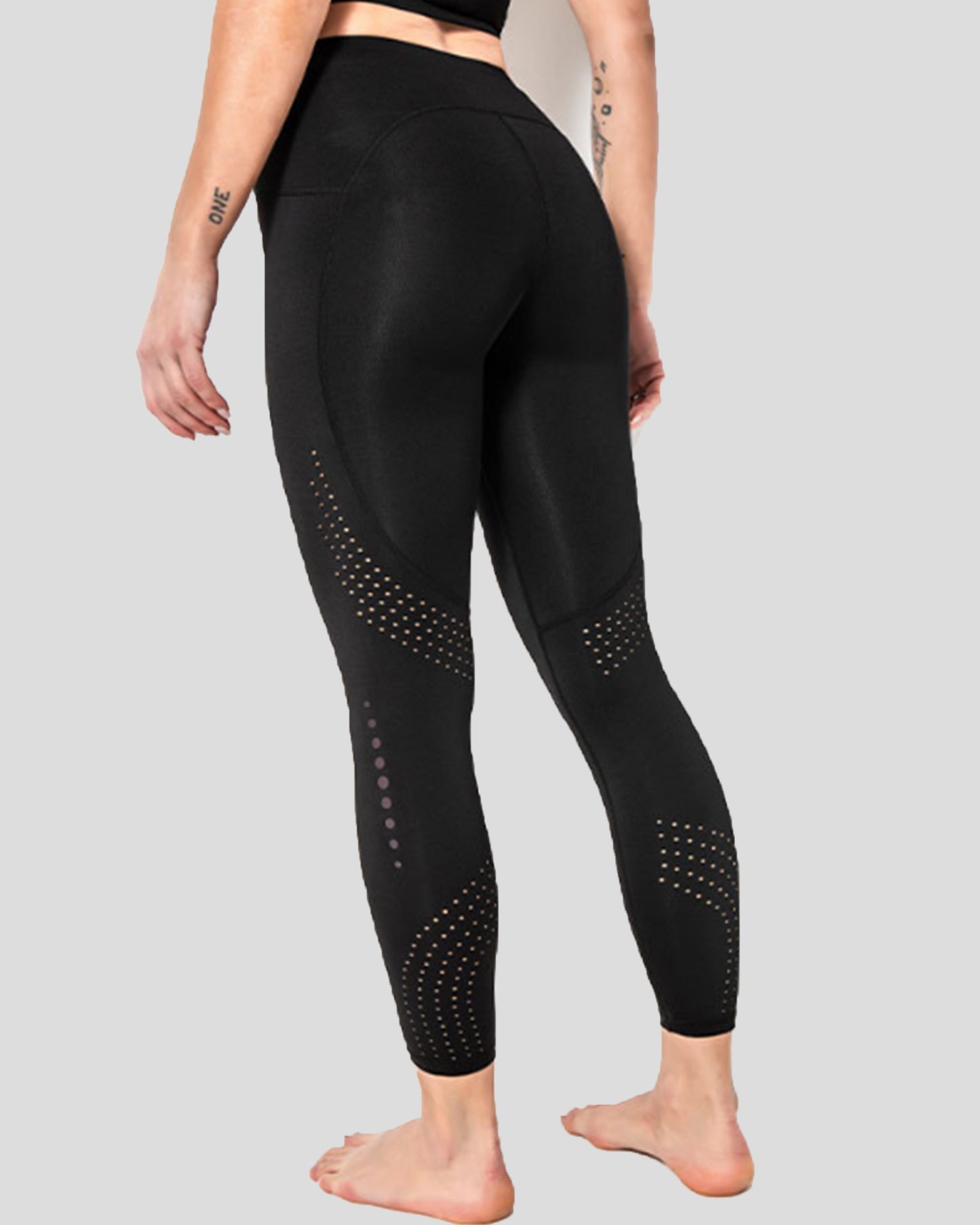Laser Cut Training Pocket Nylon Leggings 26"